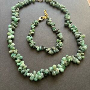 Grandidierite Green Gemstone Necklace & Bracelet Set